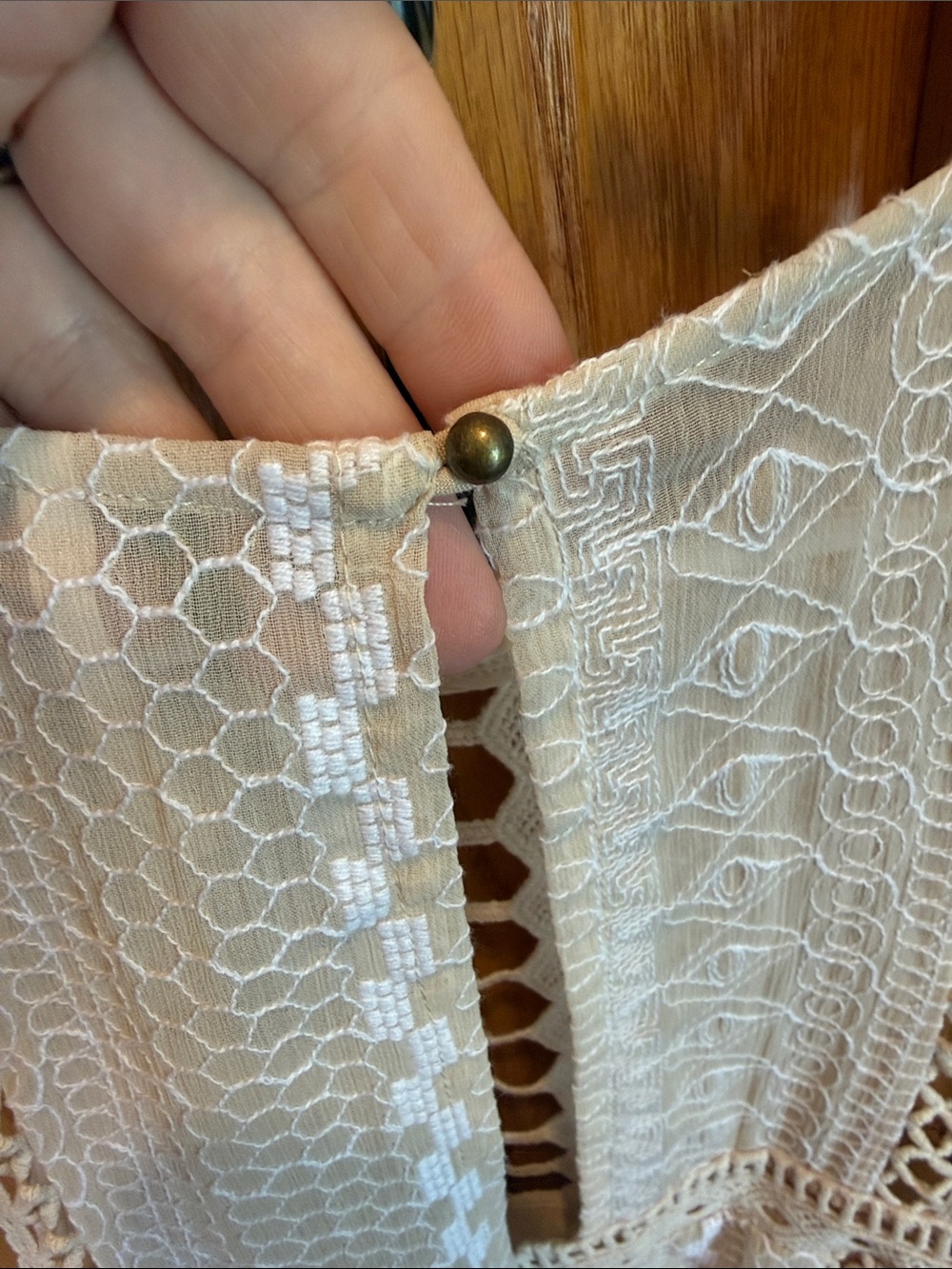 229 Free People Cream Embroidered Lace Boho Sleeveless Tunic Mini Dress Small 0 - Picture 8 of 9